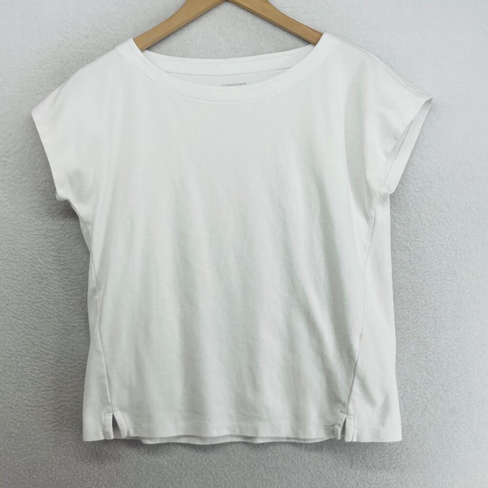 Eileen Fisher White Short Sleeve Cotton Tee